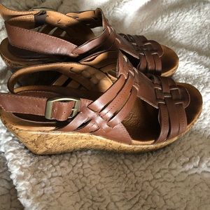 Leather deep brown wedges